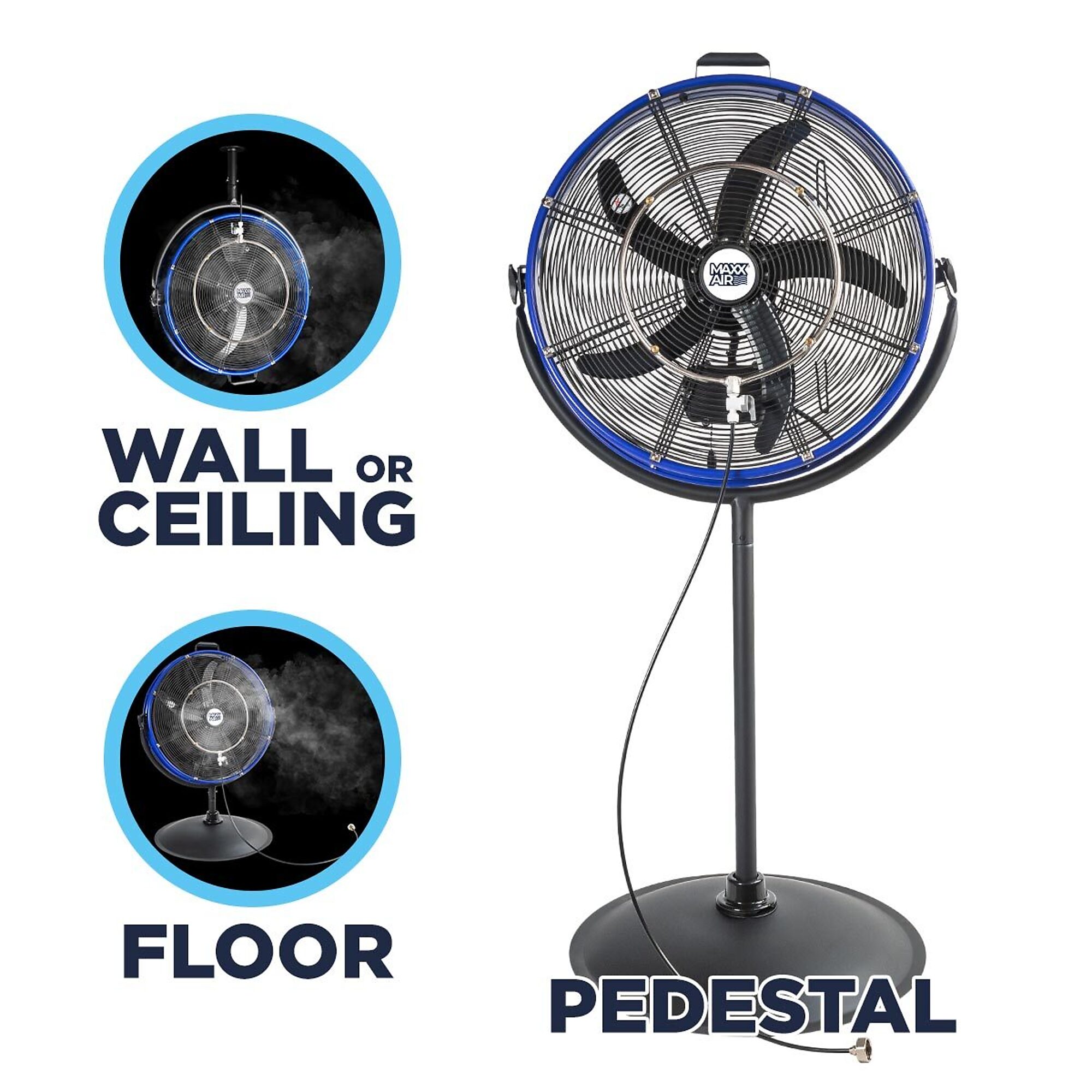 Maxx Air, 20in. 3-Speed Tilting Misting 3-in-1 Pedestal Fan, Fan Diameter 20 in, Air Delivery 4600 cfm, Model# HVPF 20 ORMR